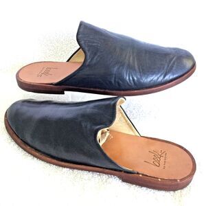 Beek Seagull Black Leather Mules Size 8.5 Buttery Soft Womens Shoe Slides